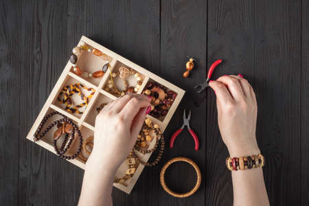 necklace beads box for homemade jewelleryの写真素材