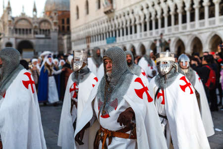 VENICE, ITALY â FEBRUARY 17, 2019: People in carnival costumes on Piazza San Marco in Venice during the carnivalのeditorial素材