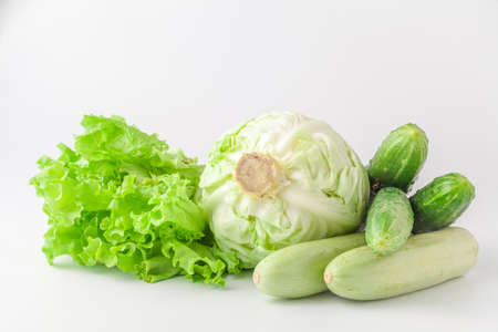 Cucumbers and tomatoes for diet and healthy eating. Fresh vegetablesの写真素材