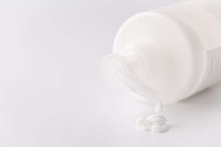 White plastic cosmetic foam pump bottleの写真素材