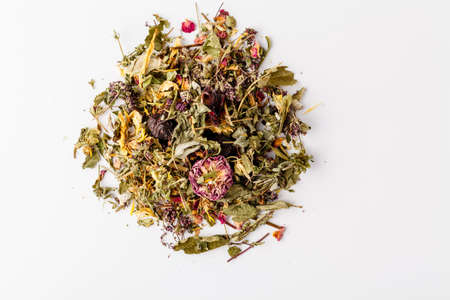 fragrant herbal tea on a white backgroundの写真素材