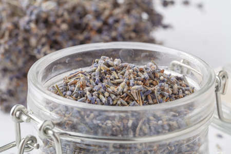 Dry lavender tea closeup. Selective focus.の写真素材