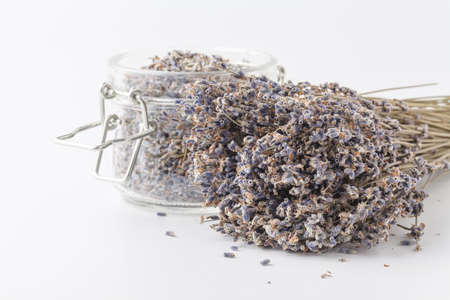 Dry lavender tea closeup. Selective focus.の写真素材