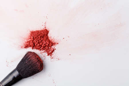 Makeup brushes powder on whiteの写真素材