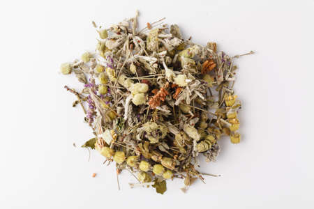 fragrant herbal tea on a white backgroundの写真素材