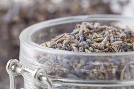 Dry lavender tea closeup. Selective focus.の写真素材