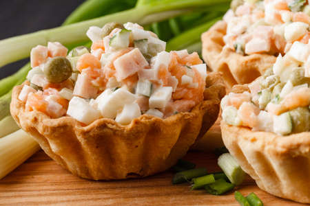 Tartlet with Russian salad for cateringの写真素材