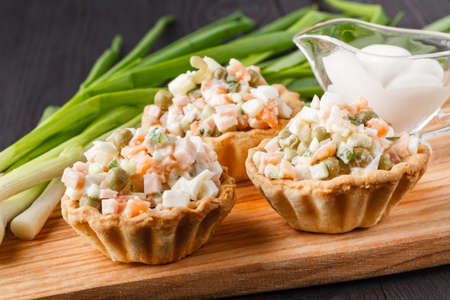 Tartlet with Russian salad for cateringの写真素材