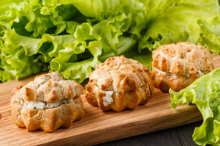 Appetizer - potato muffins with chicken meat and cheeseの写真素材