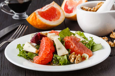 salad with grapefruit and blue cheeseの写真素材