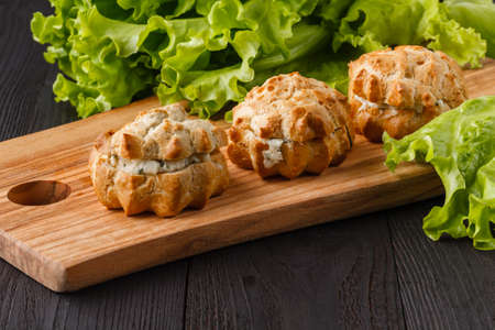 Baked mini frittatas with ham, pea, cheese and cornの写真素材