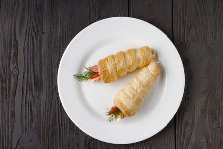 Ham and Swiss Cheese Roll-up: ketogenic diet Snack or lunch itemの写真素材