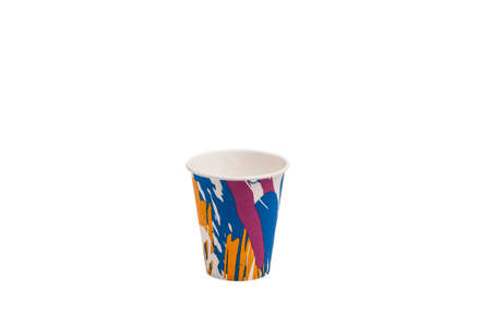 Colorful paper cup isolated on whiteの写真素材