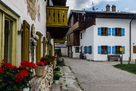 Frament of building and nature view in Oberammergau, Germanyの写真素材