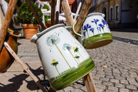 Street view in old european townの写真素材
