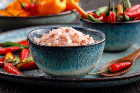 Rose salt and chili papper, asian cousineの写真素材