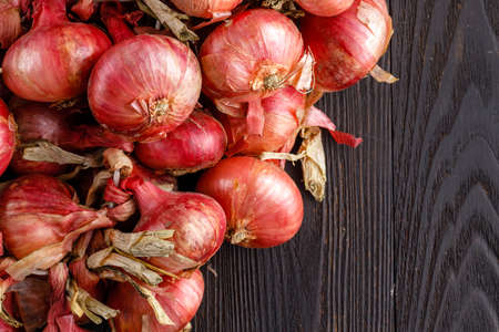 Shot Of Purple Onions. Fresh whole purple onionsの写真素材