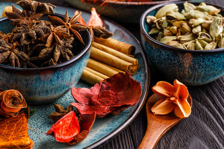 Star anise with cinnamon for cookingの写真素材