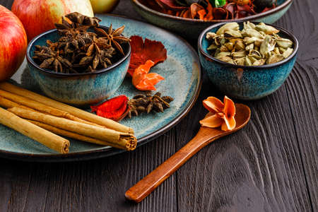 Star anise with cinnamon for cookingの写真素材