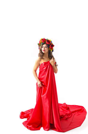 Woman bright summer look beautiful clothes.の写真素材