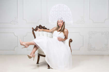 fashion portrait of young elegant woman. Studio shotの写真素材