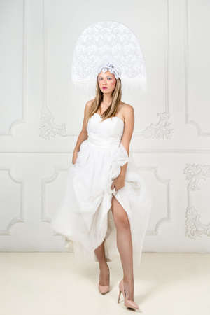 fashion portrait of young elegant woman. Studio shotの写真素材