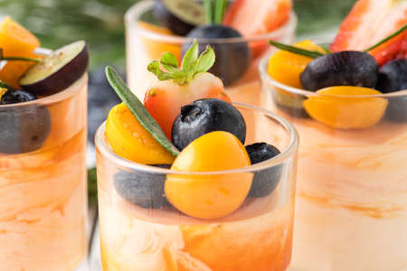 catering weddings table with glassesの写真素材