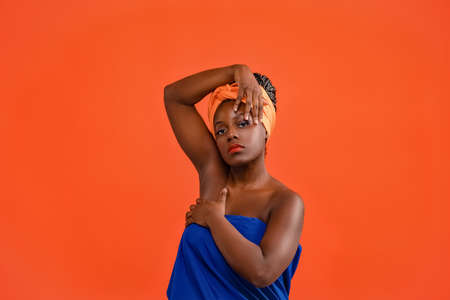 Portrait of beautiful african american female modelの写真素材
