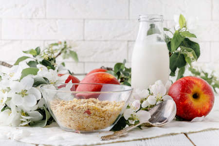 Granola and muesli in a bowl, sweet foodの写真素材