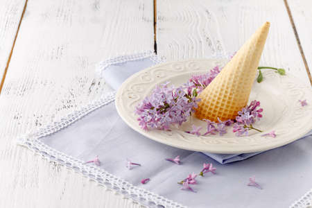 romantic bouquet of fresh spring lilacsの写真素材