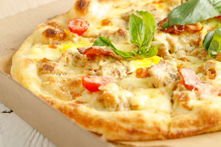 pizza in the in delivery box you can put your writing on the boxの写真素材