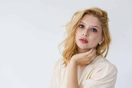 young modern girl with nude makeup, beauty salon conceptの写真素材