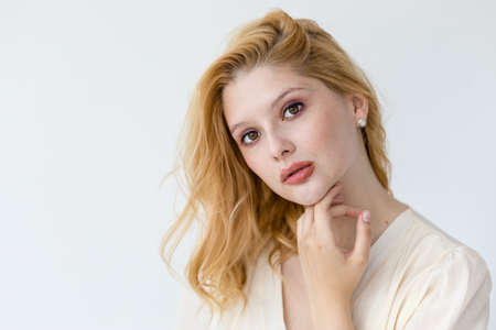 young modern girl with nude makeup, beauty salon conceptの写真素材