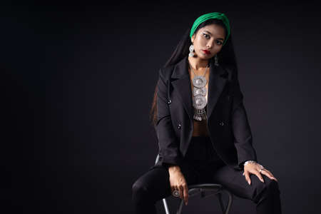 beautiful elegant sexy female model with luxury accessoriesの写真素材