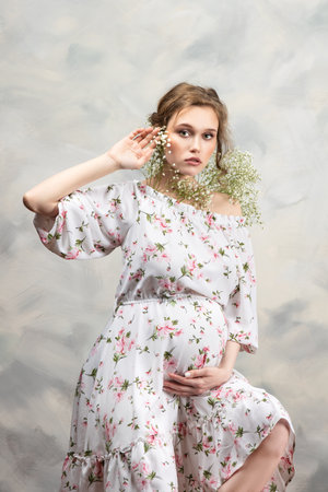 Pregnant woman concept. maternity photography.の写真素材