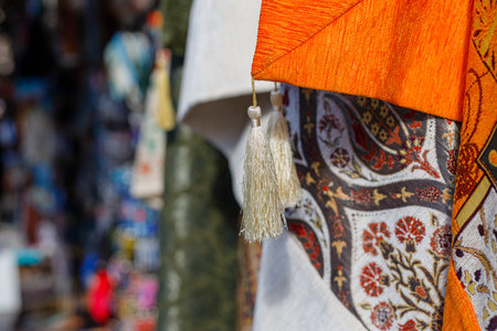 Detail of ornament Colorful turkish shawlsの写真素材