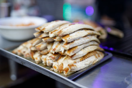 Best Street Food in Istanbul. Preparing the famous Balik Ekmek or Fish Sandwichの写真素材
