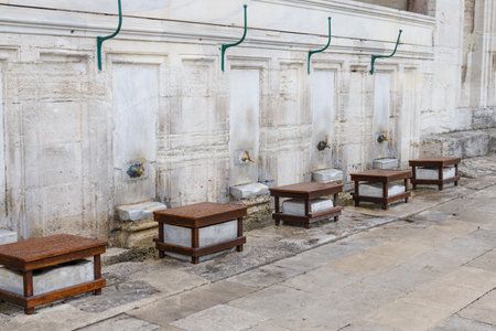 ablution before visiting a Turkish mosqueの写真素材