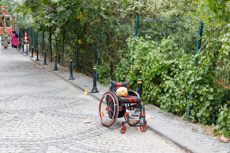 wheelchair standing alone on the street