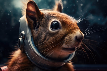 squirrel astronaut, portrait of a squirrel astronaut in outer space, against the background of the galaxy, Generative Aiの素材