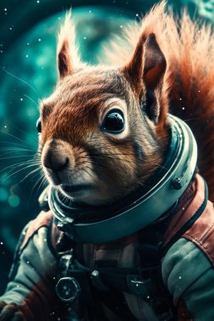 squirrel astronaut, portrait of a squirrel astronaut in outer space, against the background of the galaxy, Generative Aiの素材