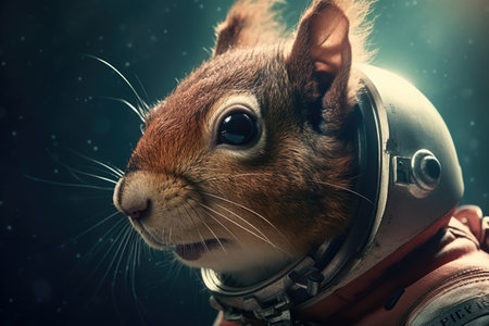 squirrel astronaut, portrait of a squirrel astronaut in outer space, against the background of the galaxy, Generative Aiの素材