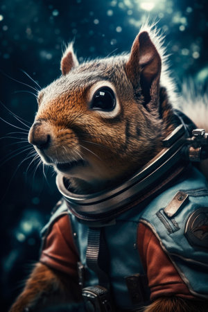 squirrel astronaut, portrait of a squirrel astronaut in outer space, against the background of the galaxy, Generative Aiの素材