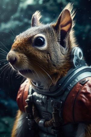 squirrel astronaut, portrait of a squirrel astronaut in outer space, against the background of the galaxy, Generative Aiの素材