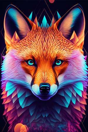 Portrait of a red fox with abstract background.の素材