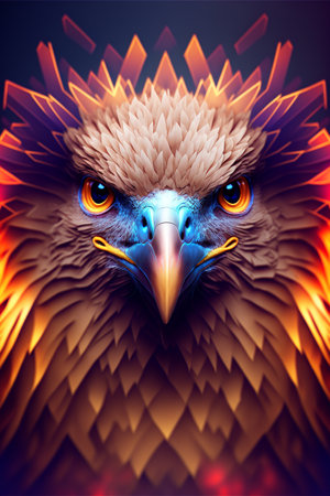 Eagle portrait. an eagle head on a dark background.の素材