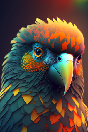 Portrait of a parrot. vintage style.の素材