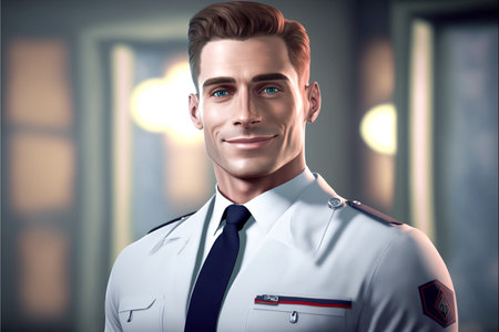 Closeup shot of young beautiful man doctor. in white uniform against looking perfectly confident. medic. portrait of a smiling doctor. AIの素材