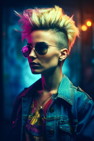 Portrait of a fashionable young man in sunglasses. Men's beauty, fashion.の素材