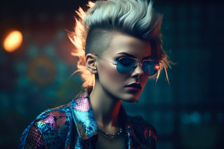 Fashion shot of a beautiful young woman in sunglasses. beauty, fashion. Optics style.の素材